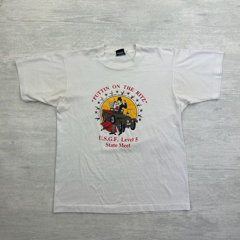 Vintage USGF State Meet Shirt Adult Large White Dancing Puttin' On The Ritz